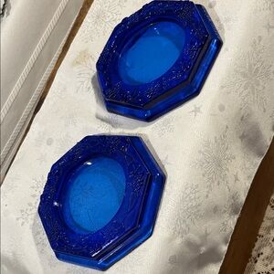 Vintage Blue Glass Plates